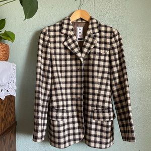 Vintage wool plaid blazer jacket